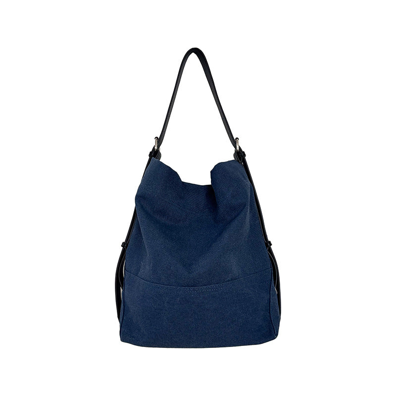 Women's Canvas Stitching Commuter Large Capacity Single Bucket Bags