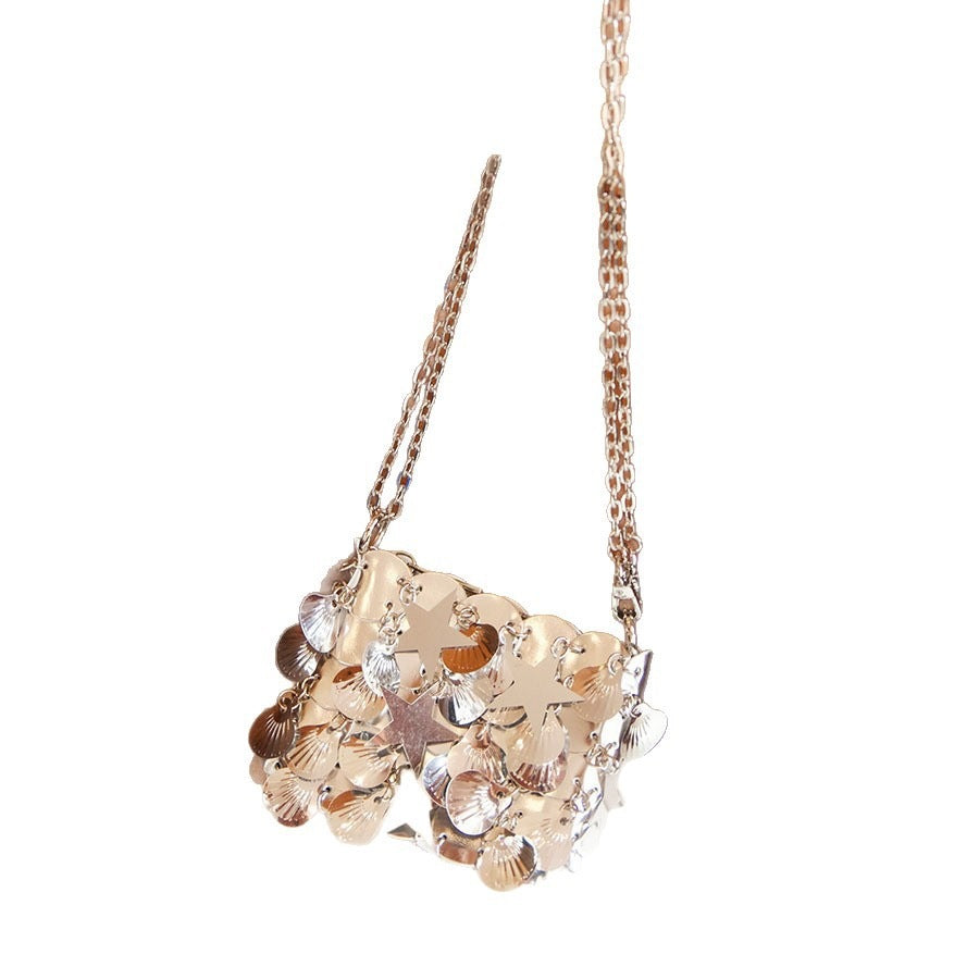 Shiny Sequins Shell Hand-woven Texture Temperament Hot Bags