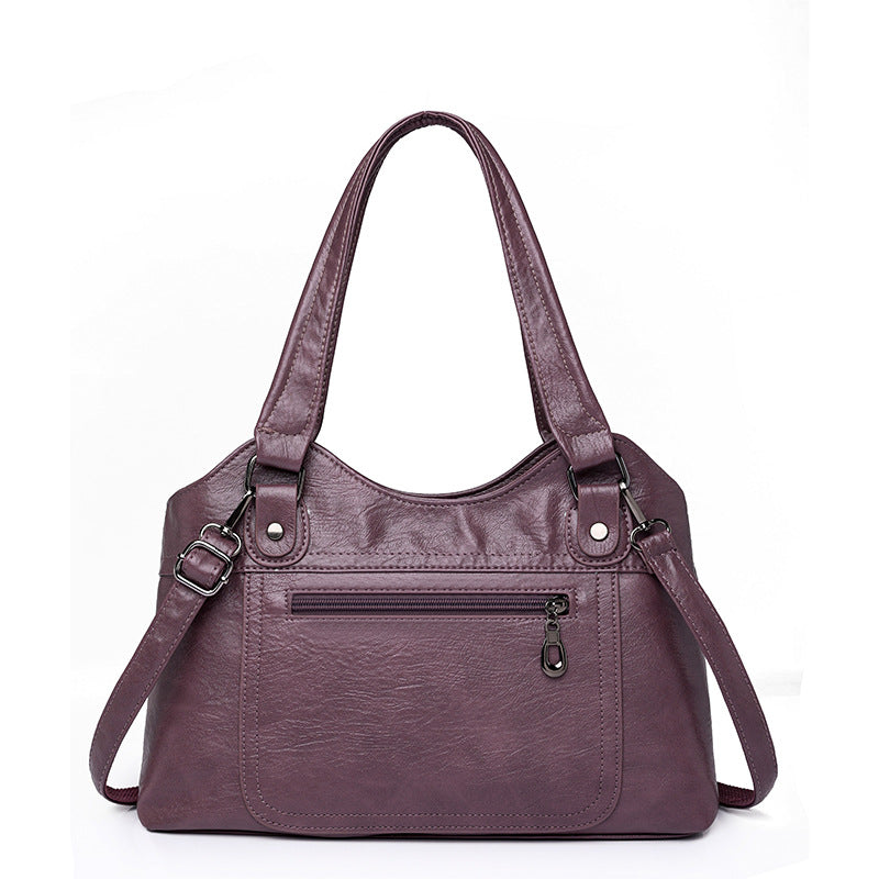 Women's Trendy Soft Leather Simple Large Capacity Totes Shoulder Bags
