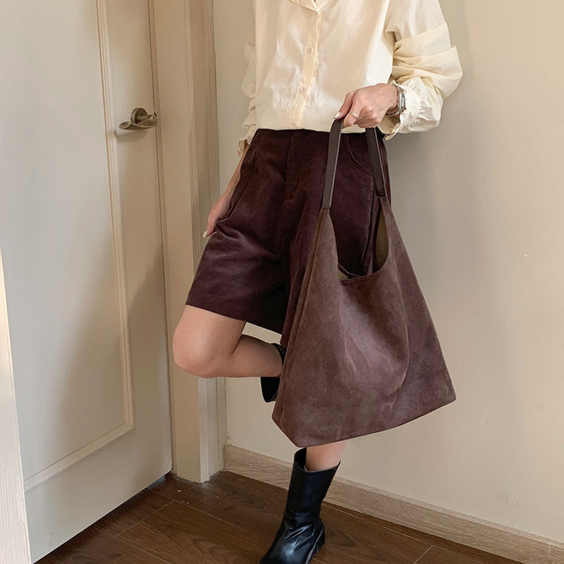Women's Retro Leisure Commute Large Capacity Suede Bags