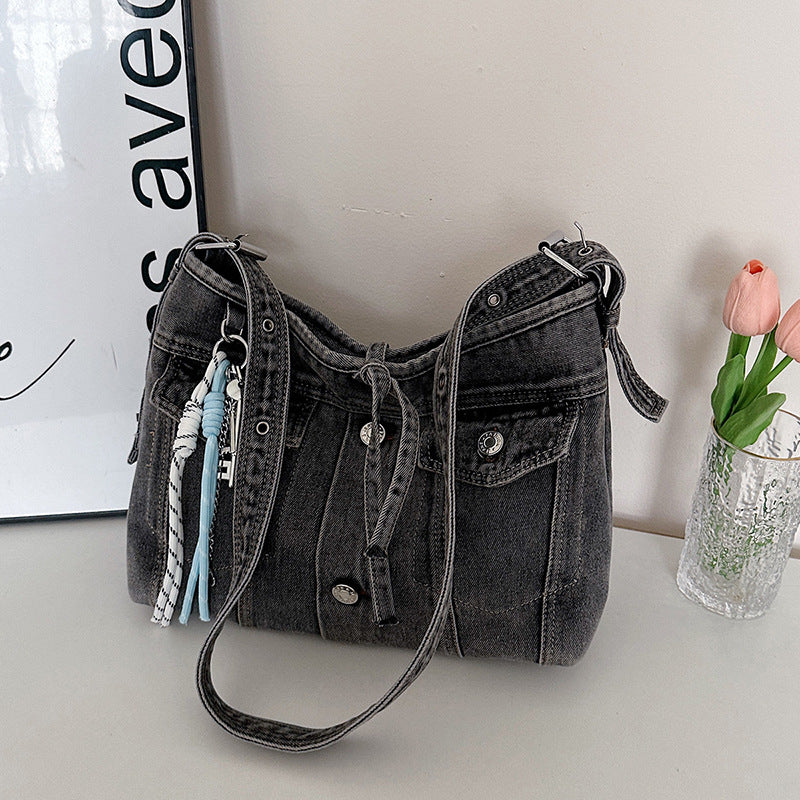 Women's Retro High-grade Denim Design Large Capacity Women's Shoulder Bag