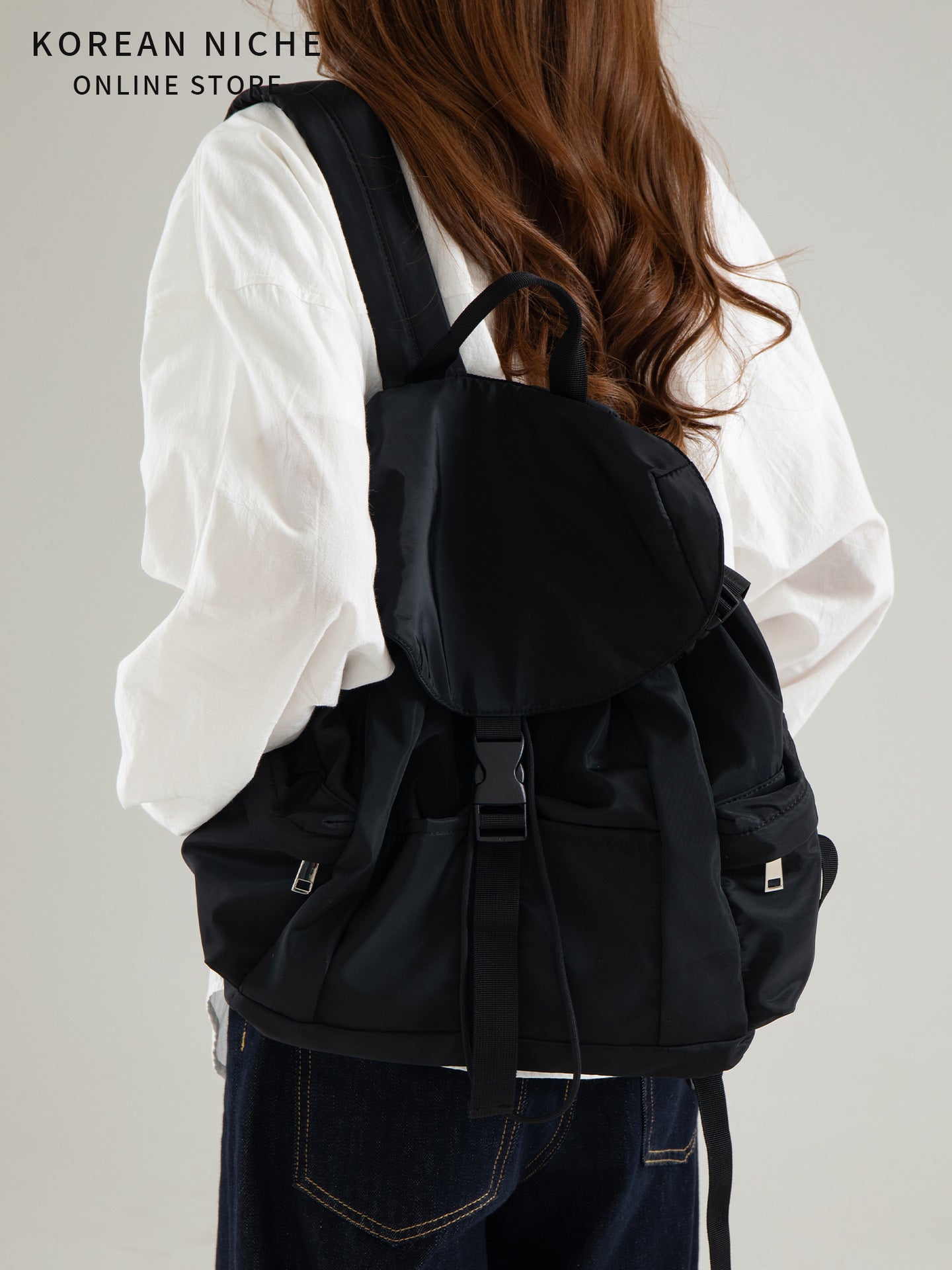 Women's Korean Style Nylon Material Portable Large Backpacks