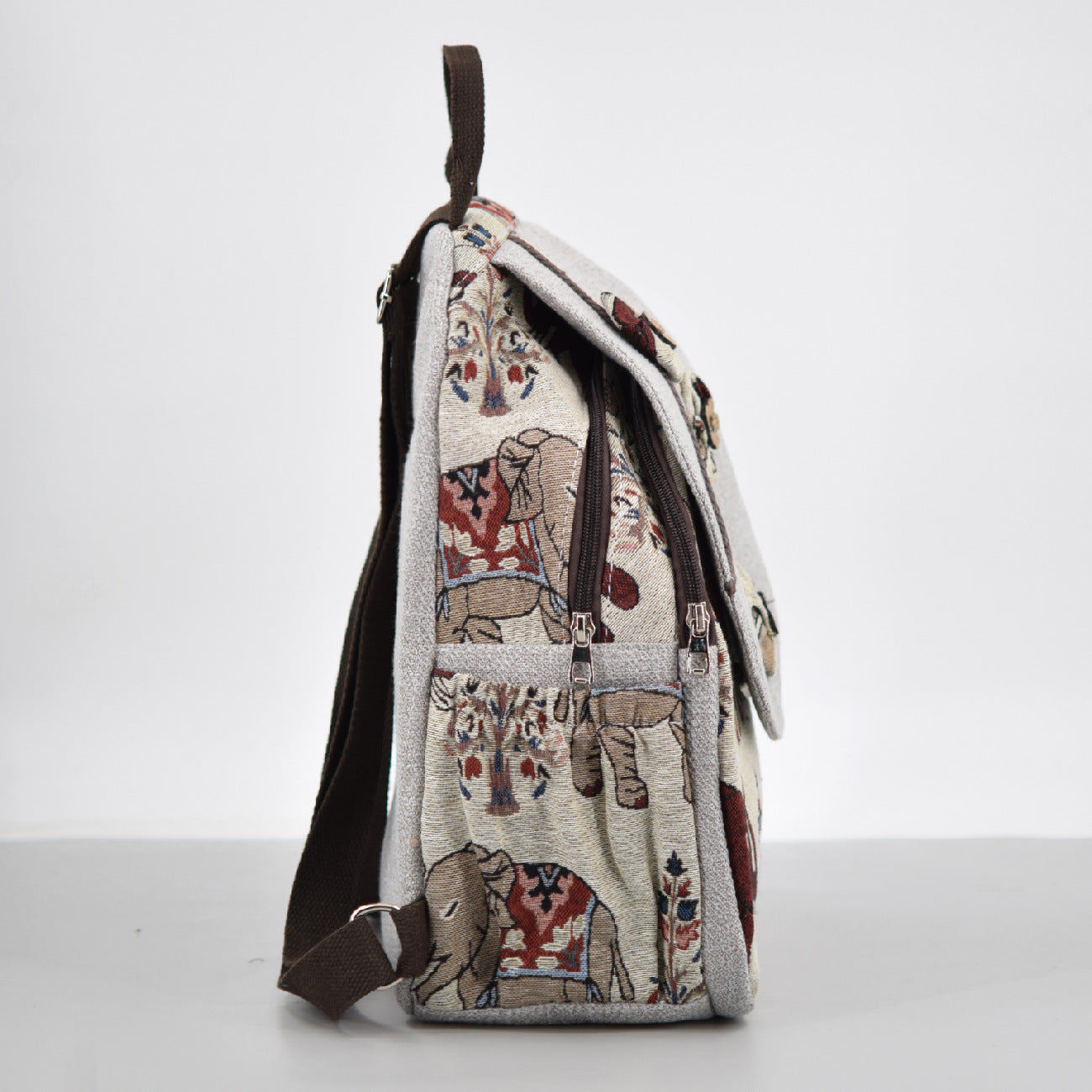 Women's Vintage Canvas Hand-woven Fabric Flower Lightweight Simple Backpacks