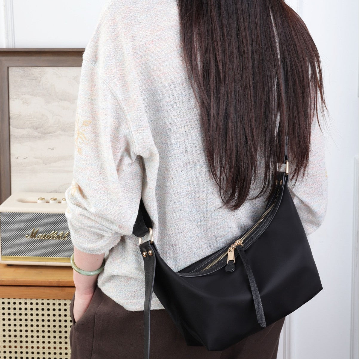 Women's Niche Design Oxford Cloth With Leather Fashion Women's Messenger Bag
