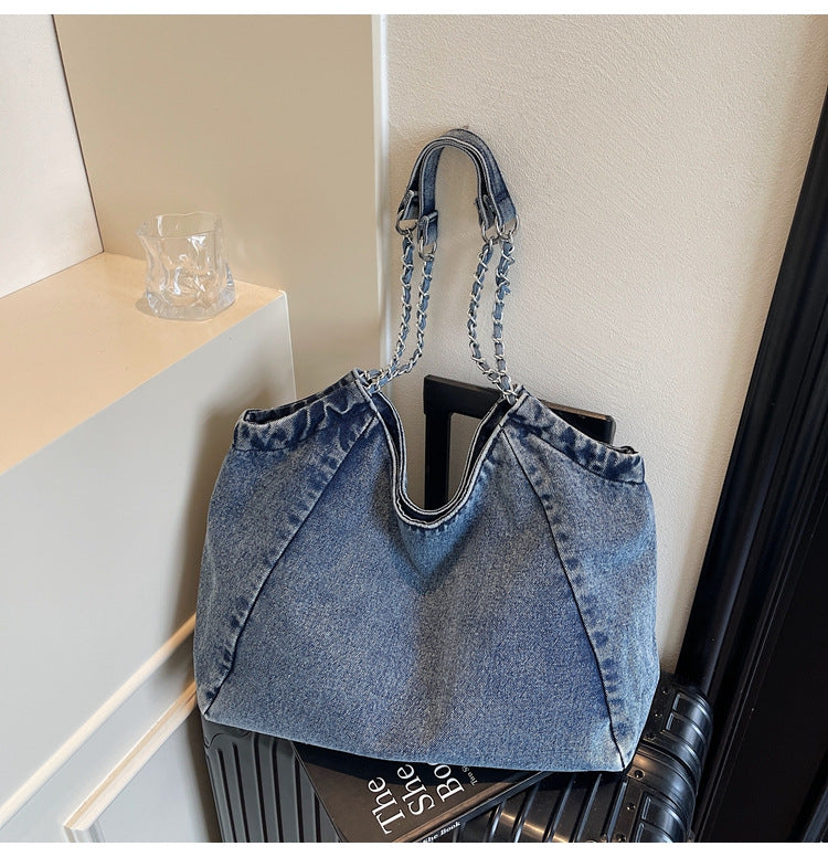 Women's Denim Fashion Retro Large Capacity Underarm Women's Shoulder Bag