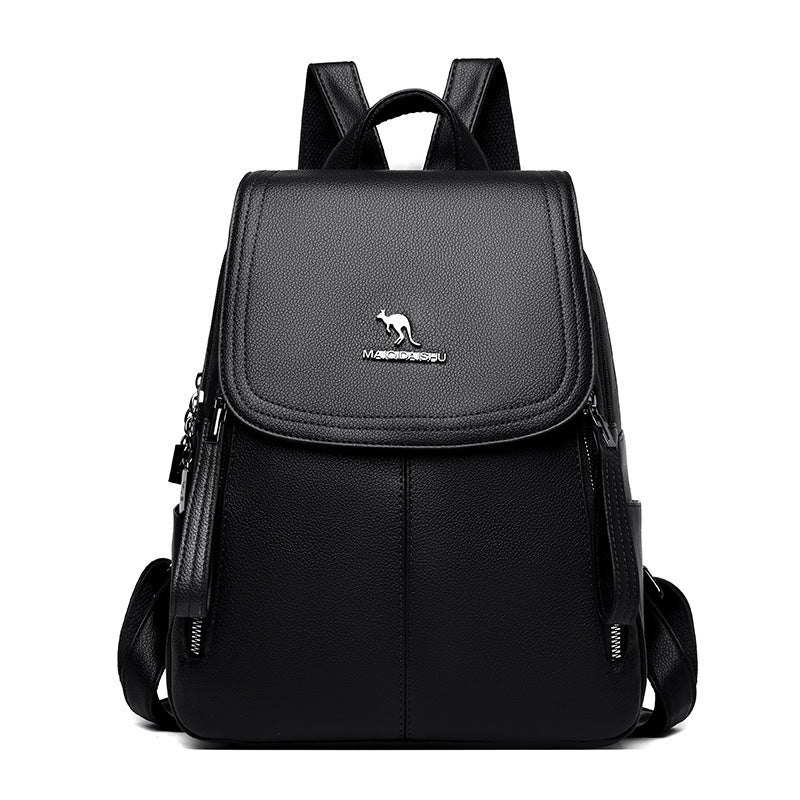Kangaroo Design Vertical Zipper Trendy Female Fashion Soft Backpacks