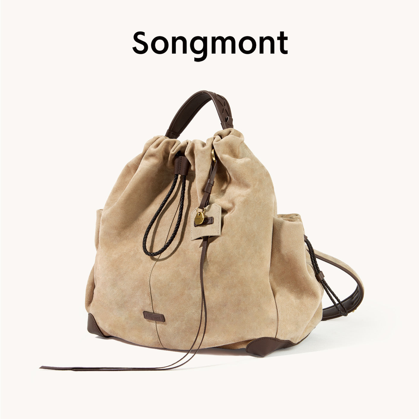 Li Na Mountain Sheep Split Leather Large Capacity Commute Minimalist Women's Backpack