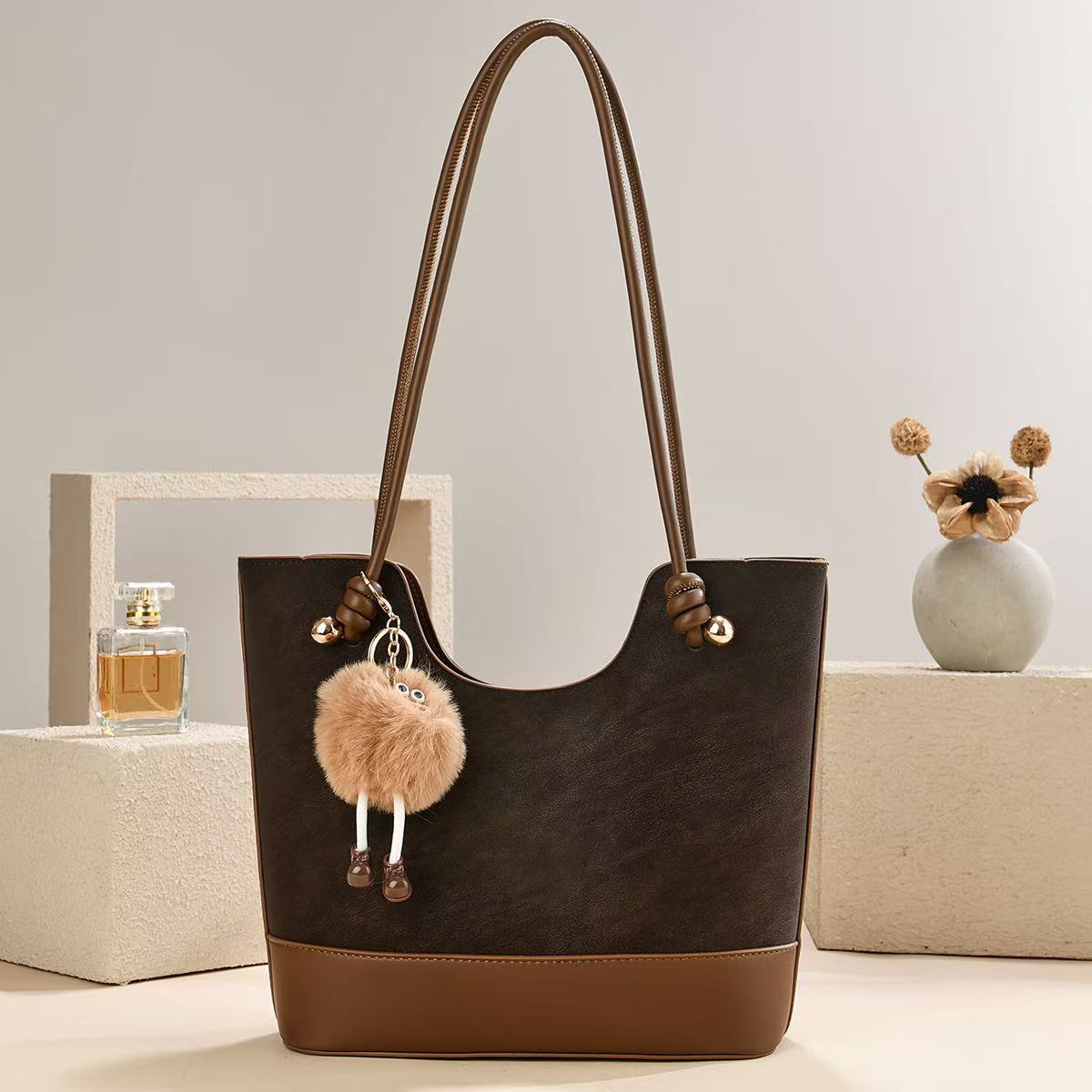 Doll Ornaments Stitching Fashion Versatile Retro Tote Bag