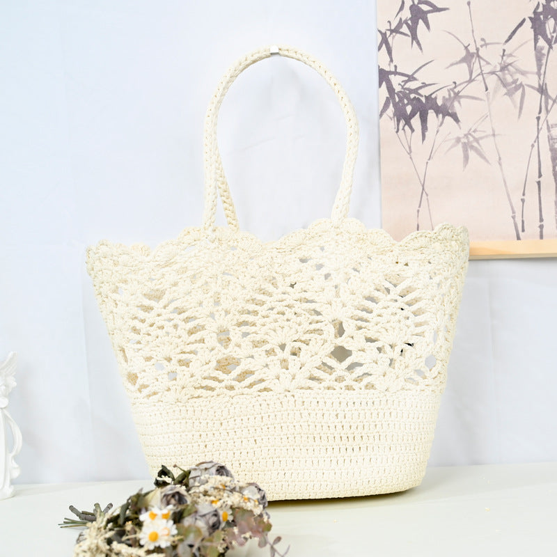 Hollow Woven Basket Beach Knitted Handmade Crocheted Cotton Bags