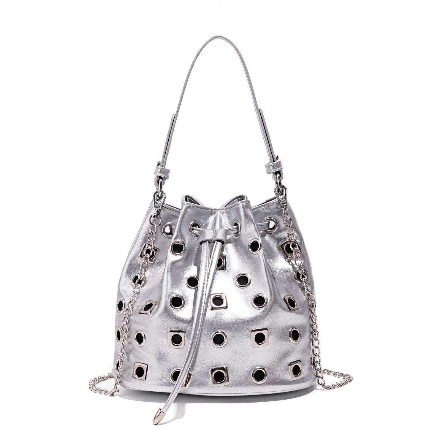 Women's Rivet Drawstring Eyelet Punk Hollow Chain Women's Handbag
