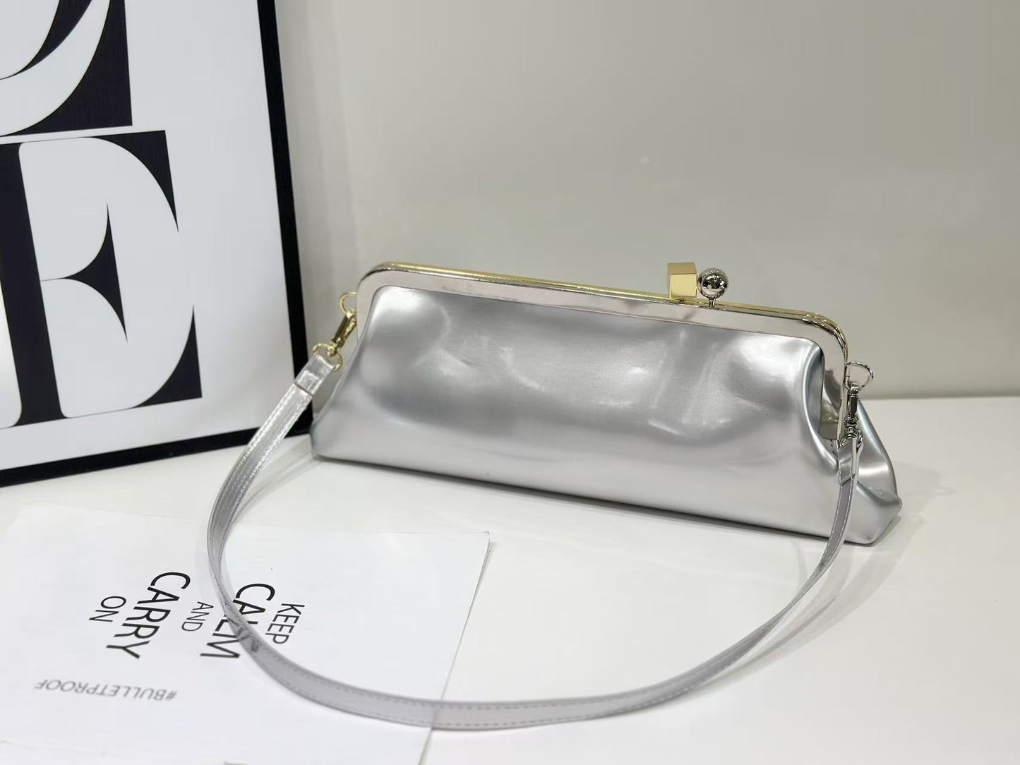Women's Mirror Baguette Clutch Dress Garment Dinner Women's Shoulder Bag