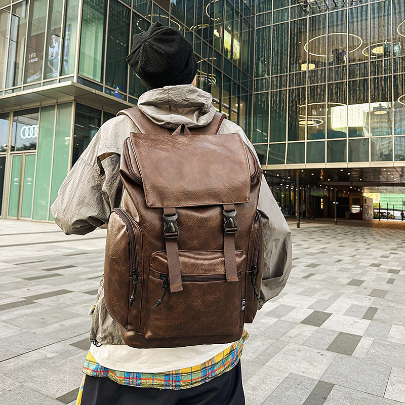 Women's & Men's Business Computer Soft Leather Fashion Commuter Large Backpacks