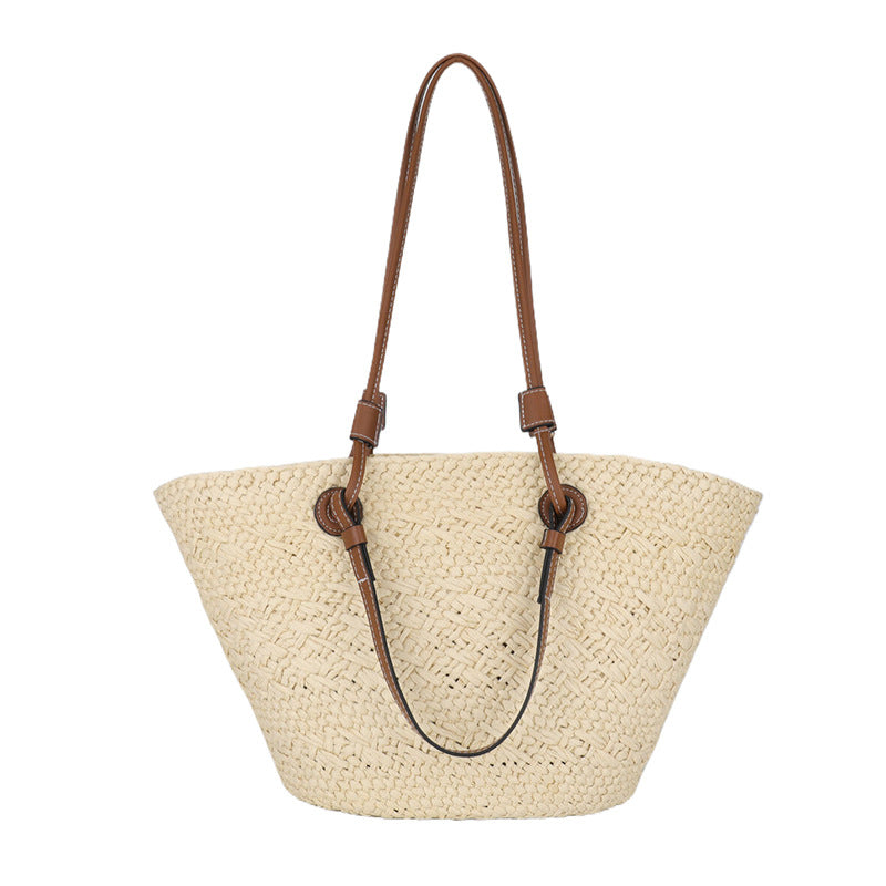 Large Capacity Simple Handmade Woven Portable Female Summer Seaside Women's Shoulder Bag