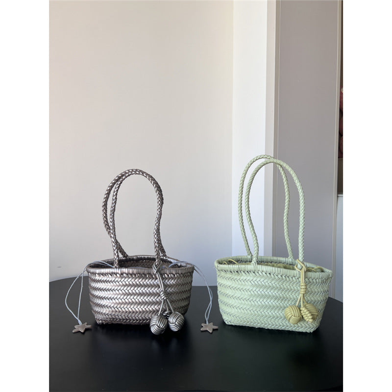 Women's Vegetable Basket Portable Underarm Solid Color High Bags