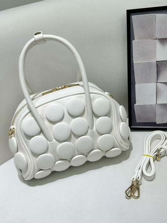 Women's Round Handmade Button Classic Fashion Portable Underarm Bag