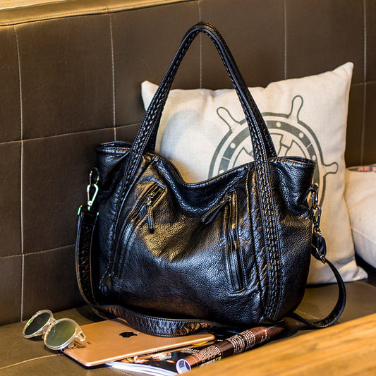 Women's Weaving Solid Color Soft Refined Simple Tote Bag