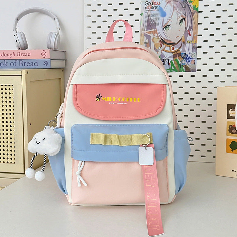 Good-looking Large Capacity Junior High Class Dopamine Style Simple Leisure Backpack