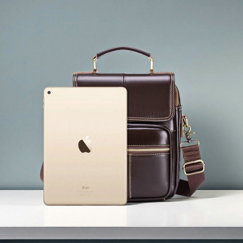 Men's First Layer Leather Vertical Business Bags