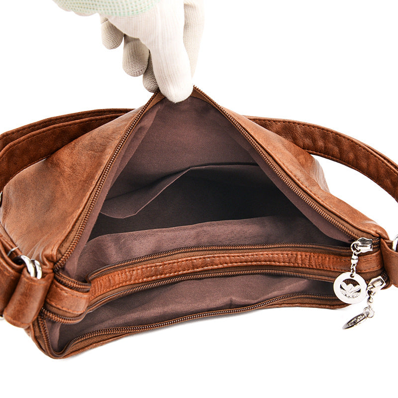 Durable Women's Retro Soft Leather Mother Women's Shoulder Bag