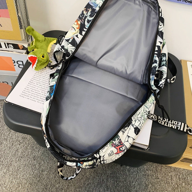 Women's & Men's Letter Large Capacity Junior Campus Trendy Cool Street Leisure Backpack