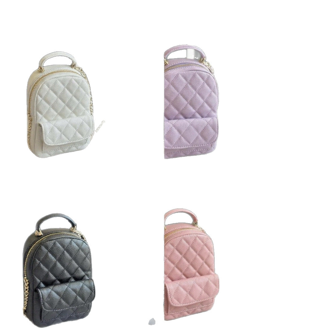 Lychee Cowhide Black Gold Chain Ball Handbags