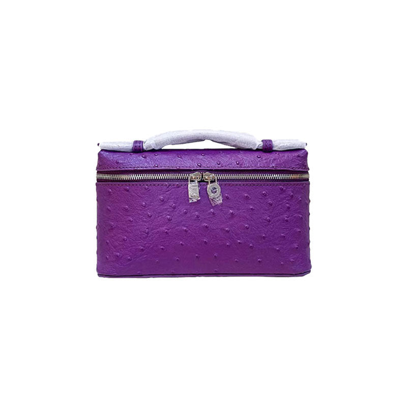 Women's Layer Cowhide Ostrich Grain Lunch Box Genuine Women's Messenger Bag