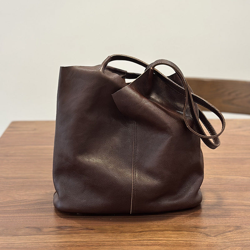 Women's Handmade Simple Retro Large Capacity Genuine Women's Shoulder Bag