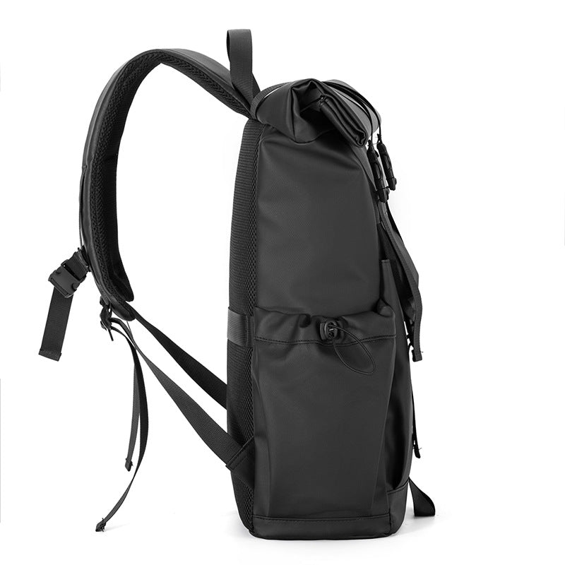 Men's Curved Edge Roll Cover Waterproof Hard-wearing Large Capacity Leisure Backpack
