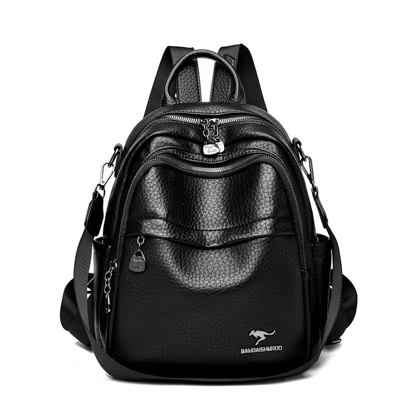 Women's Soft Leather Fashion Mom Portable Traveling Large Women's Backpack