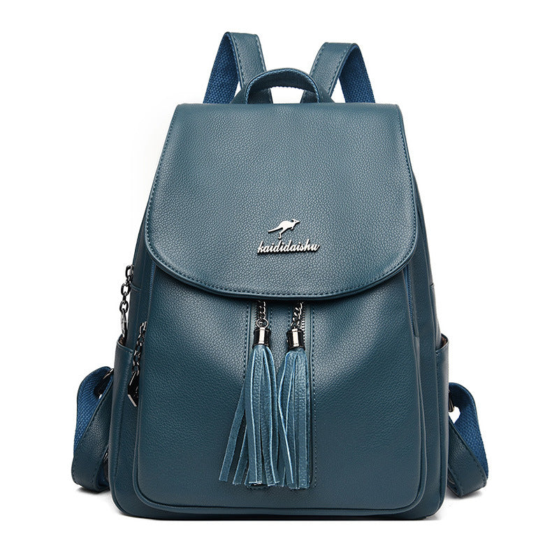Women's Fashionable Large Capacity Soft Leather Trendy Backpacks