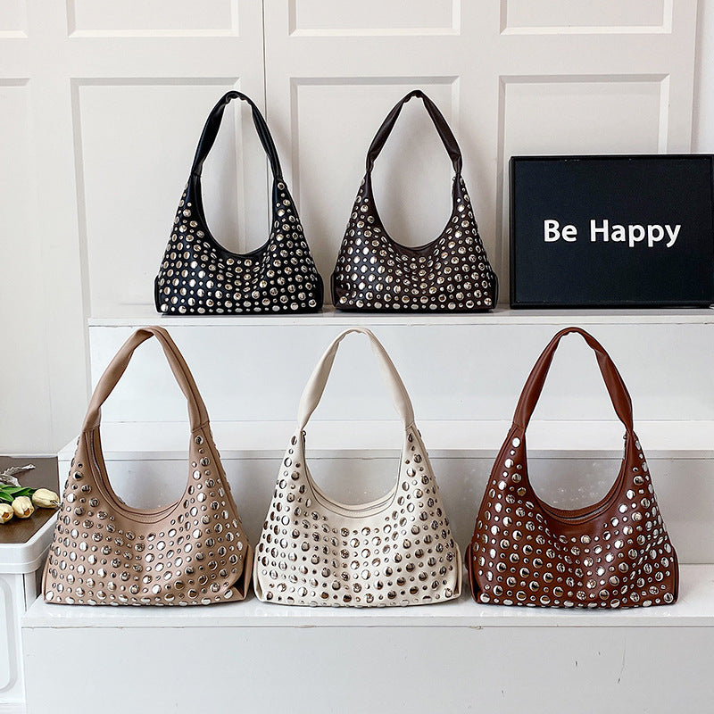 Women's Retro Minority Underarm Fashion Studded Commuter Women's Shoulder Bag