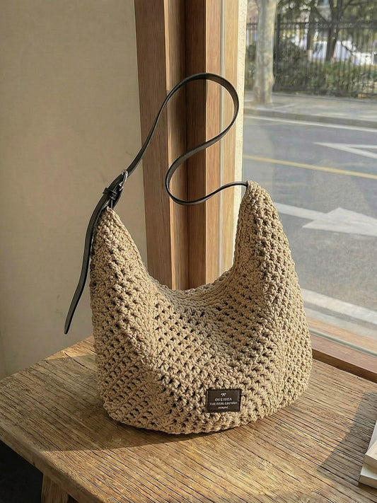 Women's Loose Large Capacity Summer Hollow Woven Tote Bags