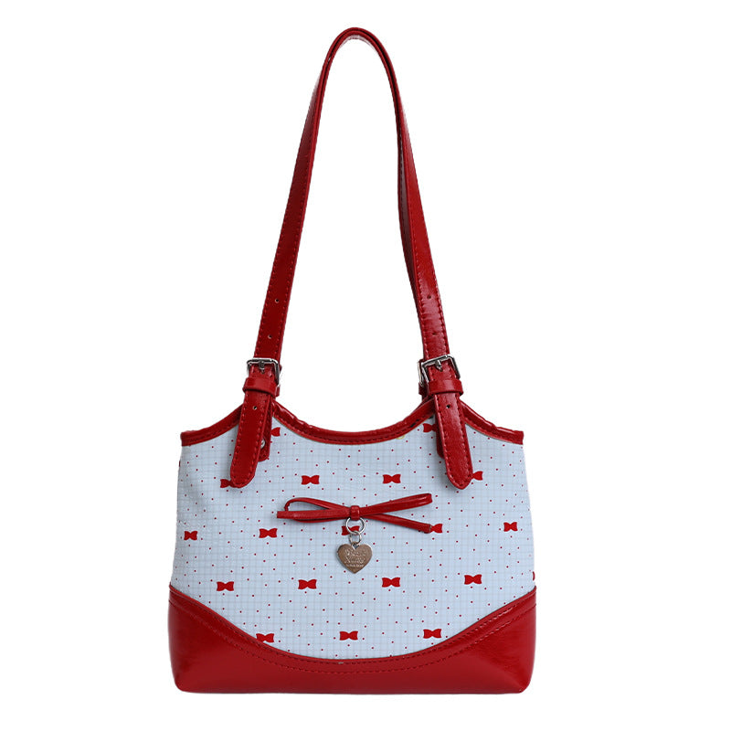 Women's Summer Fashion Bowknot Printed Underarm Western Style Tote Bag