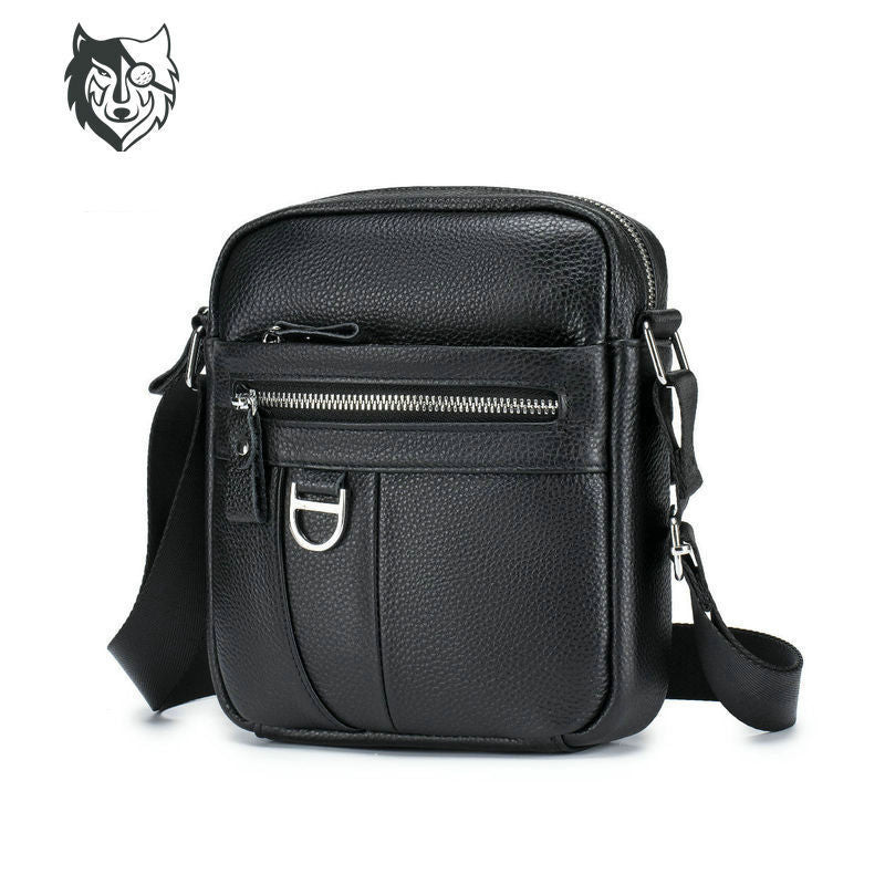 Men's Layer Cowhide Business Leisure Mini Genuine Men's Messenger Bag