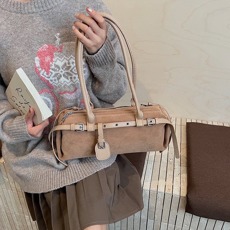 Women's High-grade Trendy Underarm Baguette Suede Motorcycle Bags