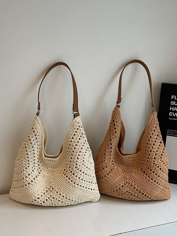 Women's Large Capacity Woven Vacation Style Seaside Women's Shoulder Bag