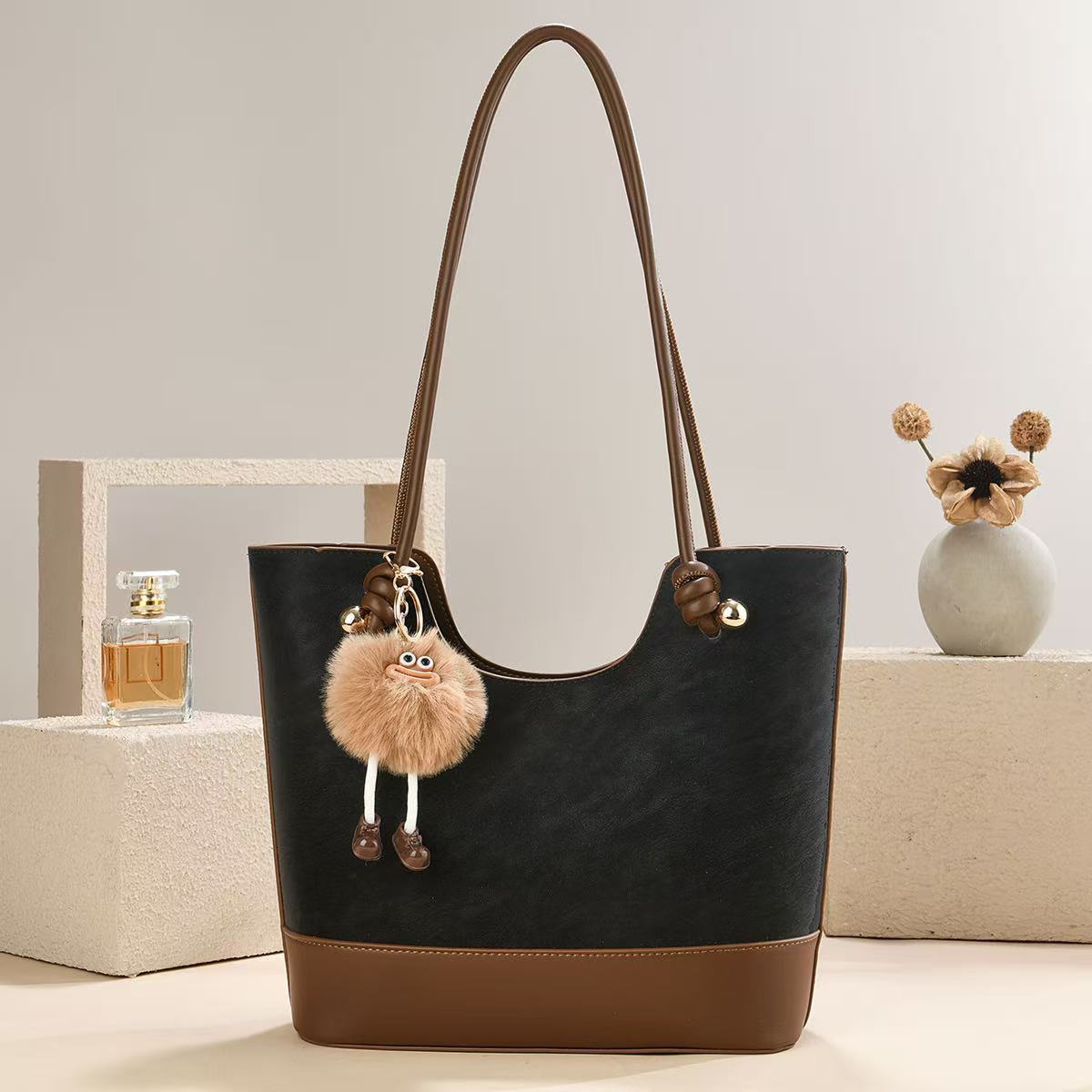 Doll Ornaments Stitching Fashion Versatile Retro Tote Bag