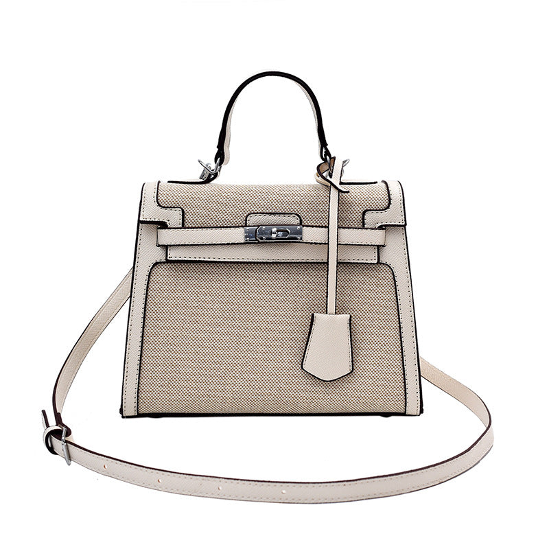 Women's Kelly Fashion Color Contrast Portable Texture Bags