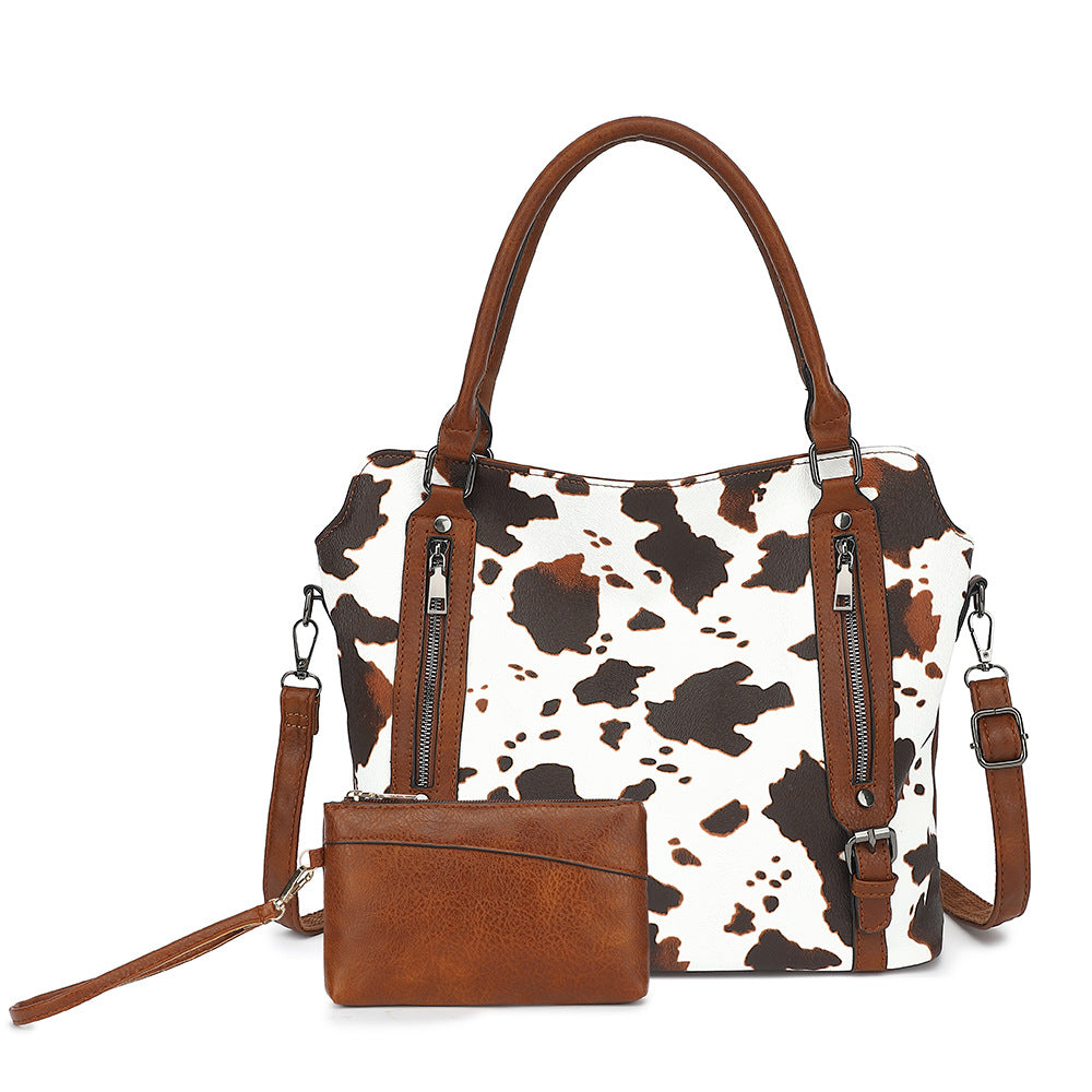 Women's Fashionable Retro Commuter Milk Pattern Son Bags