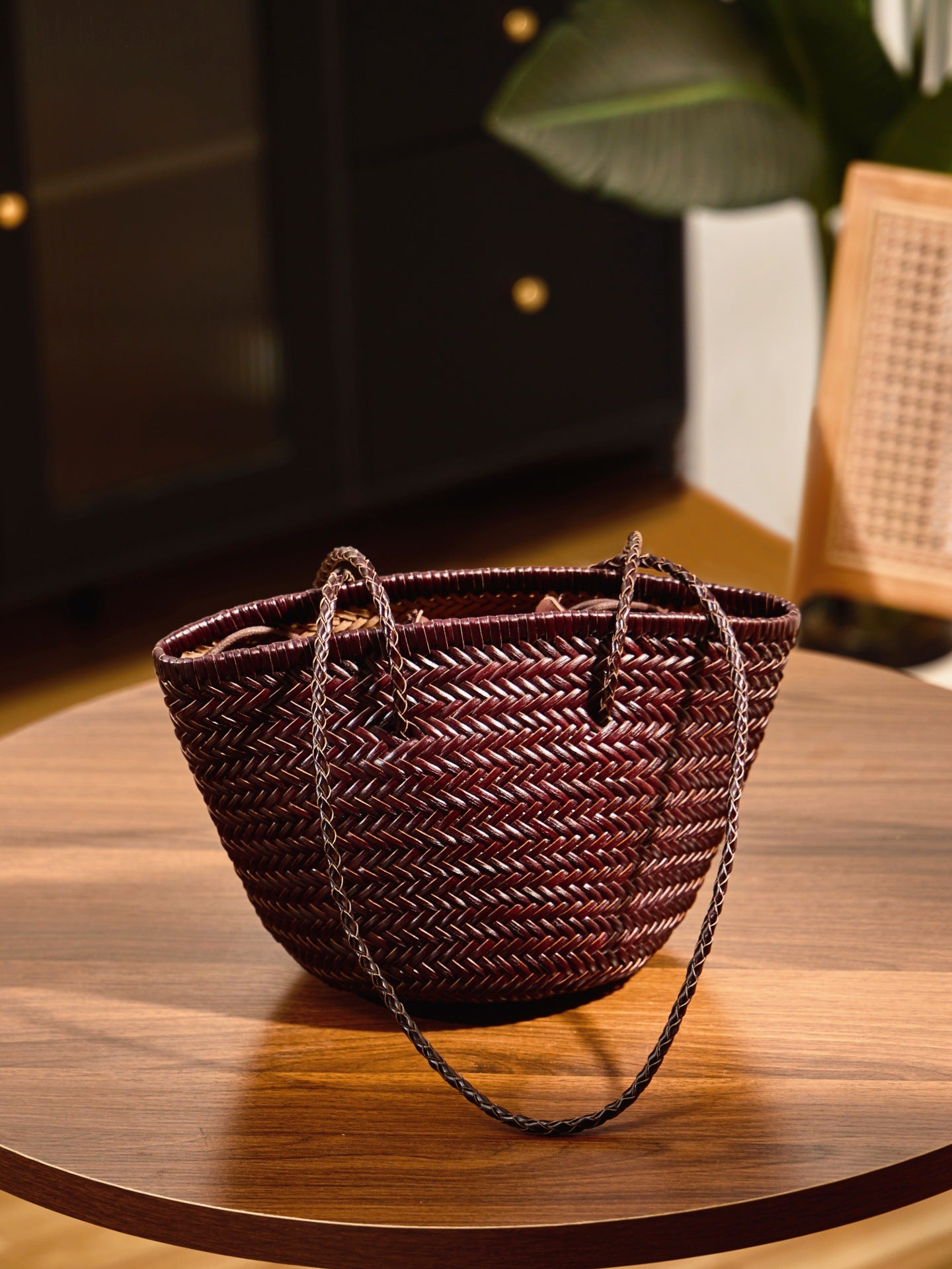 Leather Handmade Woven French Style Retro Bags