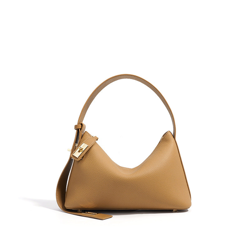 Black Niche High-grade First Layer Cowhide Underarm Leather Women's Handbag