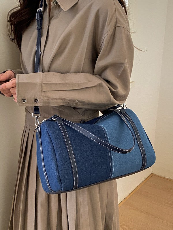 Women's Simple Commute Stitching Contrast Color Boston Pillow Women's Shoulder Bag