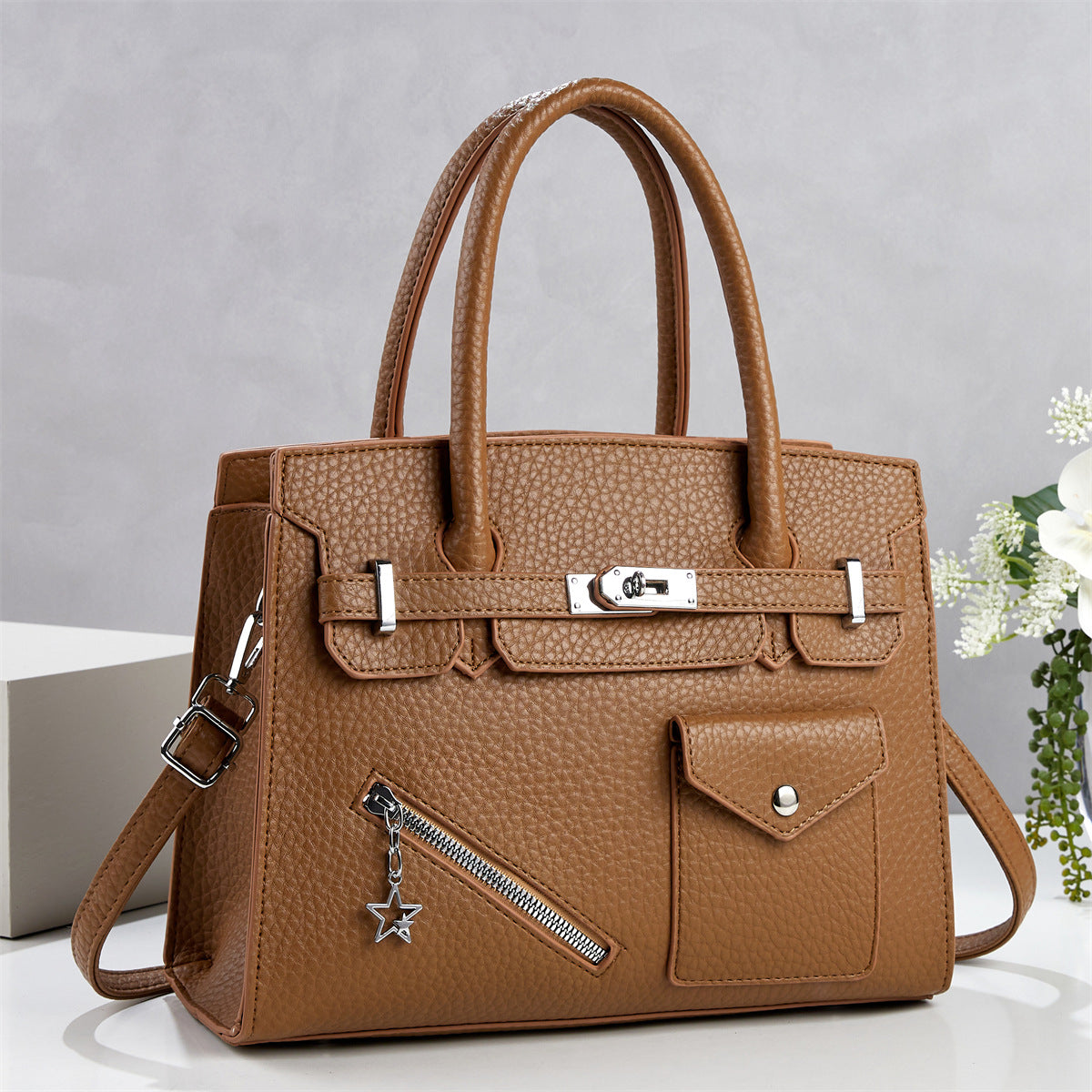 Women's Large Capacity Lychee Pattern Korean Fashion Women's Handbag