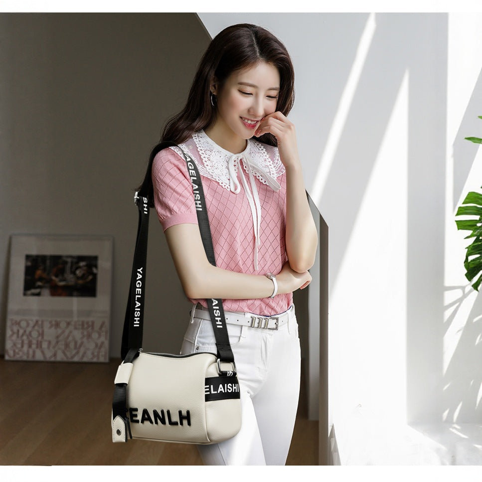 Leather Letter Korean Fashion Broadband Underarm Toe Cover Women's Messenger Bag
