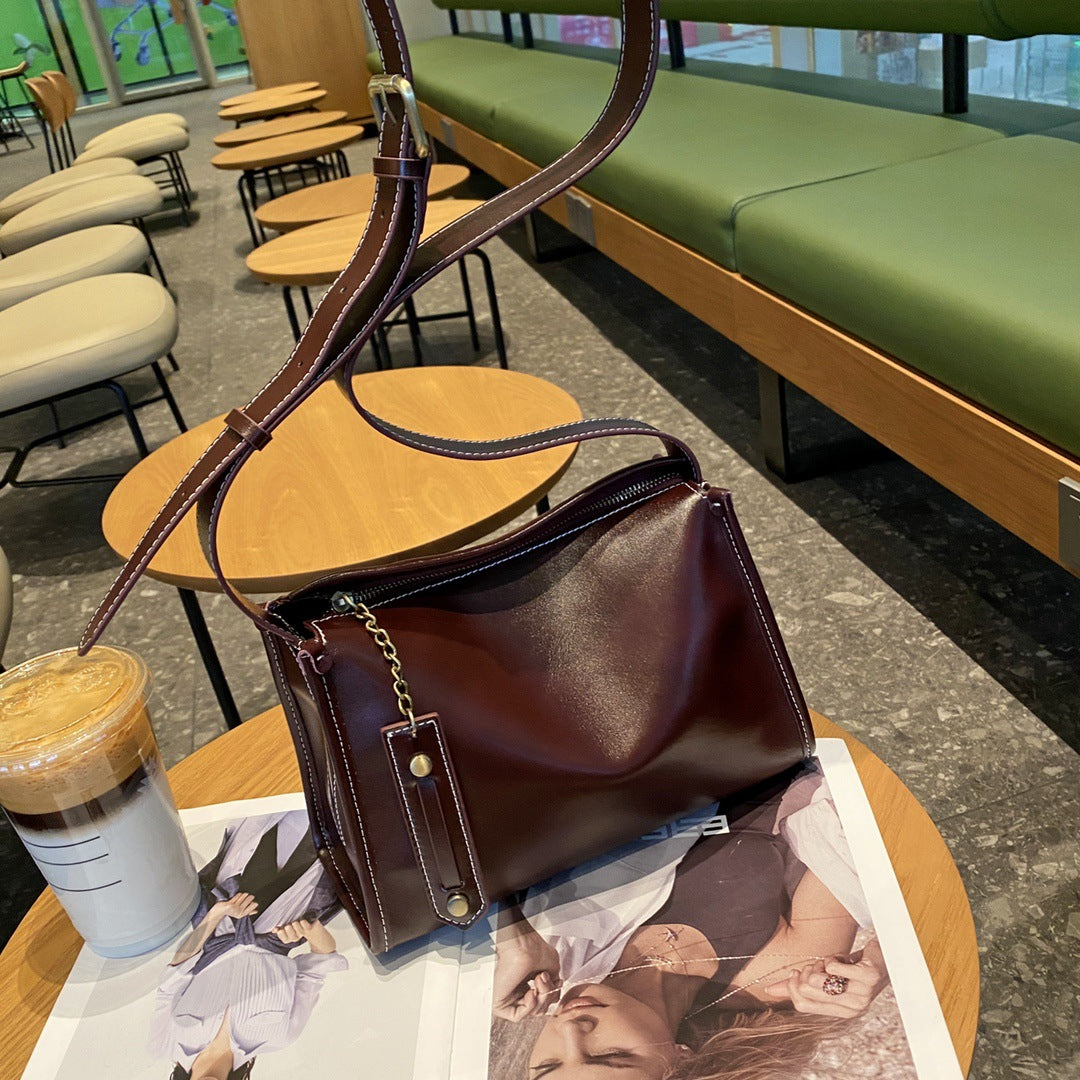 Fashion Genuine Leather Large Capacity First Layer Vegetable Small Square Bags