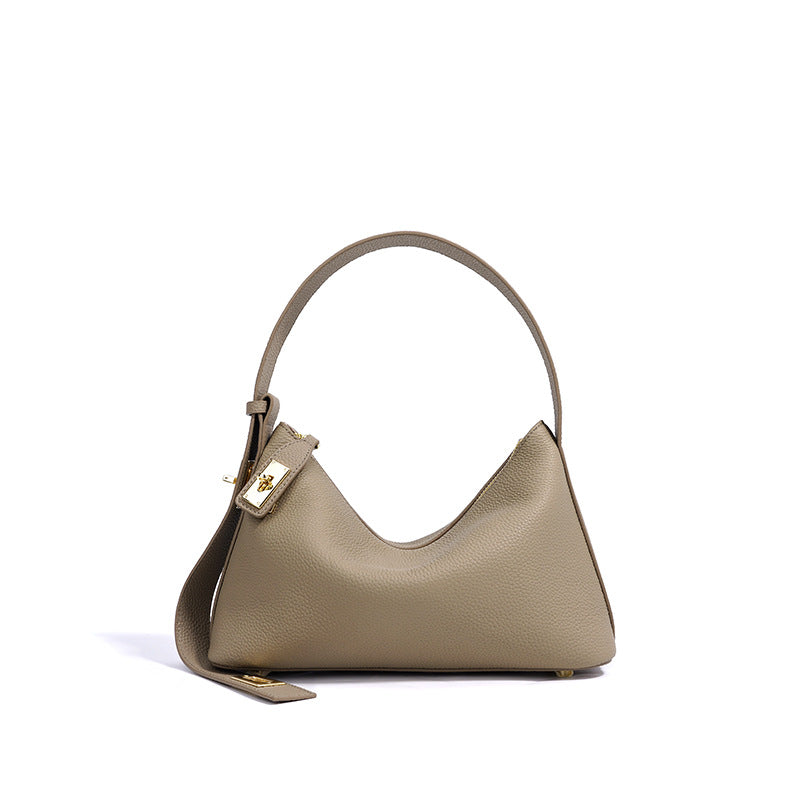 Black Niche High-grade First Layer Cowhide Underarm Leather Women's Handbag