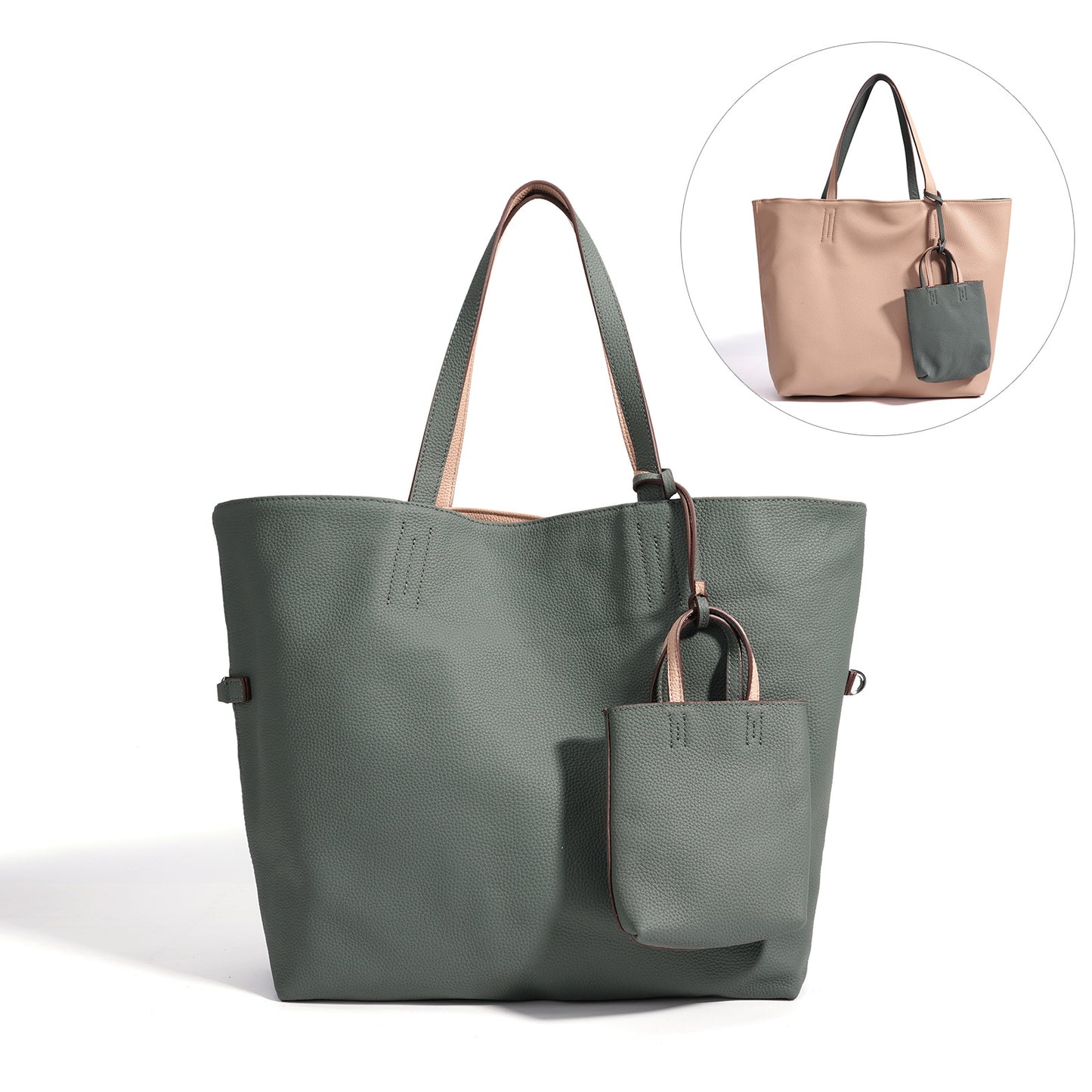 Leather Double-sided Cattlehide Surface Simple Large Bags