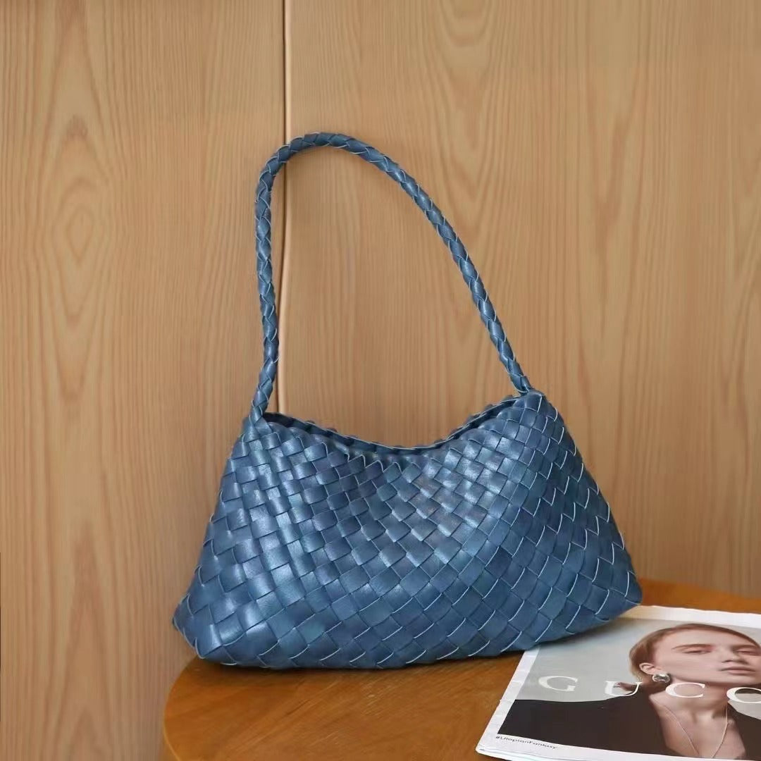 Women's Summer Niche Design Woven Large Capacity French Canvas Lazy Underarm Bag