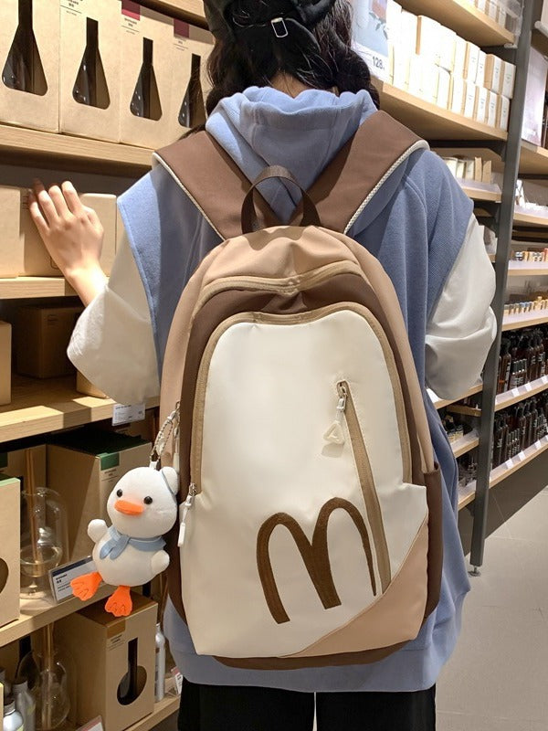Female High American Retro Large Capacity Primary Leisure Backpack