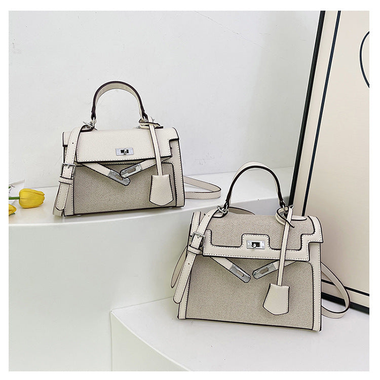 Women's Kelly Fashion Color Contrast Portable Texture Bags
